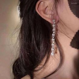 Dangle Earrings MWSONYA Korean Rhinestone Pearl Tassel Women 2024 Trend Fashion Temperament Geometry Summer Holiday Jewellery Gift
