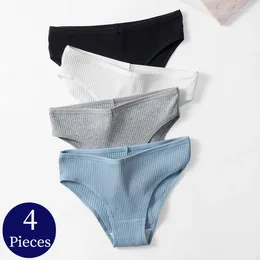 Kadın Külot Bzel 4pcs/Set pamuklu basit çizgili iç çamaşırı nefes alabilen rahat brifingler seksi iç çamaşırı rahat sporlar