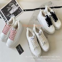 designer chaneles shoes Panda thick soled plush casual shoes fashionable sponge cake shoes lace biscuit shoes board shoes single shoe batch