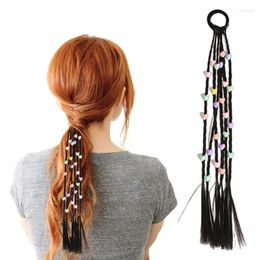 Hair Accessories Braided Ponytail With Beads 2-in-1 Girls Ring High Headband Smooth Wig Cuttable Twist For Home School