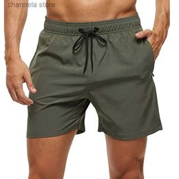 Men's Shorts Elastic Closure Mens Swim Trunks Quick Dry Beach Shorts with Zipper Pockets and Mesh Lining T240202