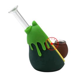 Latest Silicone Avocado Smoking Bubbler Thick Glass Philtre Pipes Portable Dry Herb Tobacco Oil Rigs Bowl Cigarette Holder Tube Waterpipe Bubble Hand Bong DHL