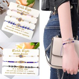 Charm Bracelets 2-3pcs/Set Turkish Evil Eye Couple Friendship Braided Anklet Handmade Protection Gift For Women Men Lucky Wish Jewelry