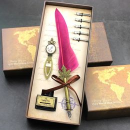 FEATTY English Calligraphy Feather Dip Pen Writting Ink Set Gift Box with 5 Nib Wedding Gift Quill Pen Fountain Pen 240125