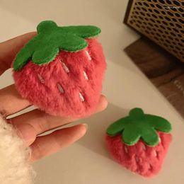 Hair Accessories Korean Plush Strawberry Clip Fruit Side 3D Cute Weird Kids Girls