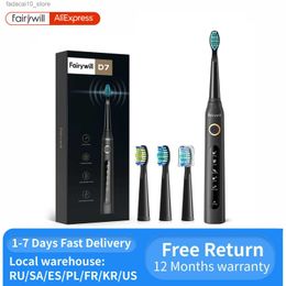 Toothbrush Fairywill electric sonic toothbrush USB charging FW-507 rechargeable waterproof electronic toothbrush replaced with a human head Q240202