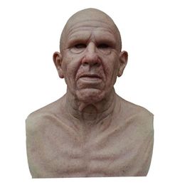 Party Masks Halloween Funny Old Man Mask Face Wig Headgear Horror Realistic Latex Masquerade Masque2978