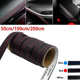 Interior Accessories Car Moulding Trim Self-adhesive Dashboard Leather Decorative Line Red Blue DIY Braid Strip Decoration 0.5/1M/2M