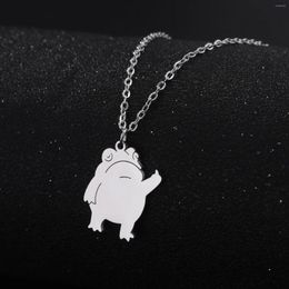 Pendant Necklaces Dreamtimes Hip Hop Middle Finger Frog Necklace For Men And Women Stainless Steel Fashion Fun Animal Jewelry Gift