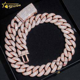 New Arrival Iced Out Rapper Jewellery Moissanite Chain 925 Sterling Silver 25mm Rose Gold Plated Vvs Moissanite Cuban Link Chain