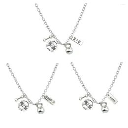 Pendant Necklaces Strength Sports Series Creative Barbell Fashion Necklace Dumbbell Piece Inspirational Slogan Men's Gift