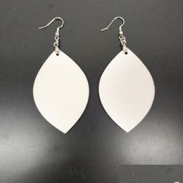 Party Favor Sublimation Blank Earrings Double-Sided Printing Earring Leaves Shape Eardrop With Hooks For Jewelry Diy Making Drop Deliv Dh5Nu