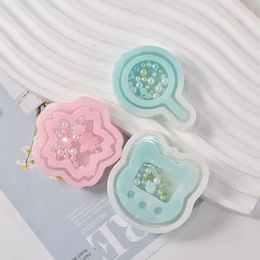 Baking Moulds DIY Silicone Epoxy Resin Quicksand Phone Love Flower Cat Claw Keychain Shaker Moulds Mould