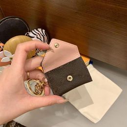 Designer Letter Wallet Keychain Keyring Fashion Purse Pendant Car Chain Charm Brown Flower Mini Bag Trinket Gifts Accessories with292h