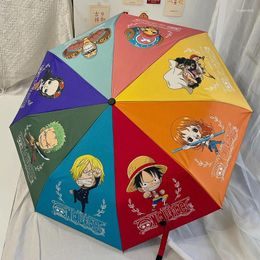 Umbrellas Cartoon Anime One Piece Fully Automatic Sun Umbrella Sunshade Sunny Folding Black Glue Sunscreen