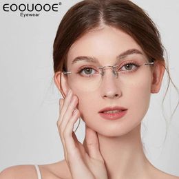 Sunglasses Frames 52mm Women Titanium Glasses Sequin Design Polygon Eyeglasses Frame Prescription Myopia Rimless 6g