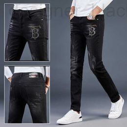 Designer mens jeans Autumn and winter black embroidered hot diamond jeans men's trendy brand loose and versatile casual pants men's slim fit small leg long pants for men