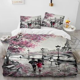 Bedding Sets France Paris Eiffel Tower Romantic Comforter Set Duvet Cover Bed Quilt Pillowcase King Queen Size