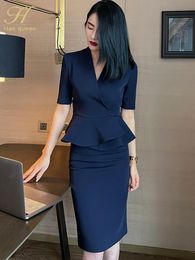 H Han Queen Summer Professional Wear 2Piece Sets Short Sleeve Top Fashion Sheath Pencil Skirt Casual Women Suits Skirts 240202