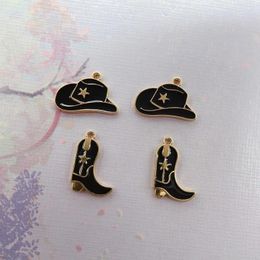 Charms 10pcs Cowboy Hat Boot Charm For Jewellery Making Supplies Enamel Necklace Pendant Keychain Phone Diy Craft Accessories Materials