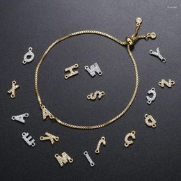 Link Bracelets ZHUKOU Gold Color Letter Initials Bracelet CZ Crystal Personalized Women Fashion Jewelry Wholesale VL197