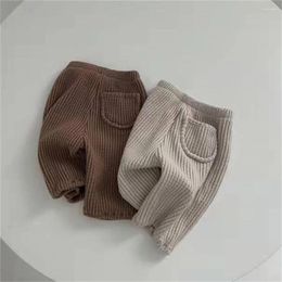 Trousers Autumn Winter Born Baby Loose With Pocket Solid Colour Infant Boys Girls Casual Long Pants Soft Warm Toddler Clothes
