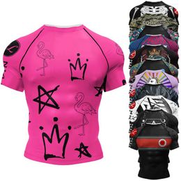 Mens t Shirts Cody Lundin Short Sleeve Pink Jiu Jitsu Bjj No Gi Rash Guard Sublimation Men Running Training T-shirts Strech Fitness