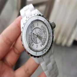 New Brand Women Men Couple Ceramic Watch Totem Design Dial 12 Series Famous Brand Logo Clock Lady Watches 33mm 38mm298S