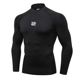 Mens Long Sleeved Tshirt High Collar Fast Drying Top Sports Fitness Running Training Clothes Male Tights TShirt 240118