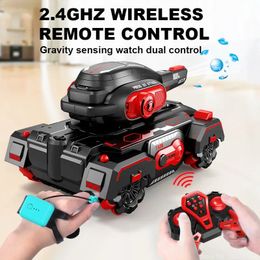 2.4G RC Armoured car Children Toys Remote Control Car Toys Gesture Controlled Water Bomb Tank Electric Car for Boys Kid Toy Gift 240130