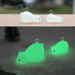 Charms 10pcs Luminous Polar Bear Resin Cute Animal Pendant For Jewelry Make Earring Keychain Diy Accessories Crafts Findings