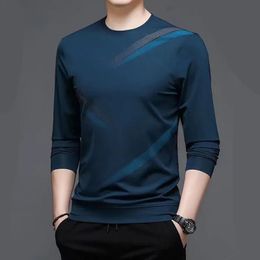 Streetwear Fashion Men Long Sleeve Tshirt Spring Autumn Basic Business Male Clothes Jersey Korean Bottoming Loose Casual Tops 240119