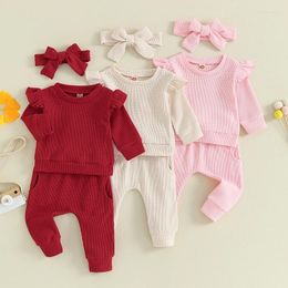 Clothing Sets Spring Born Baby Girl 3PCS Clothes Set Long Sleeve Crew Neck Sweatshirt Trousers Headband Toddler Outfit Costume