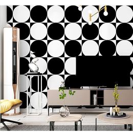 Nordic Black and White Plaid Wallpaper Geometric circle el Restaurant Milk Tea Shop Clothing Store Wallpapers for Living Room205q