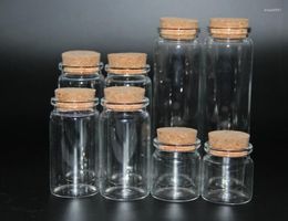 Bottles 15PCS 25/30/40/50/60/70/80/80ml Glass Wishing Bottle Empty Storage Jars Spice With Cork Stopper Wedding Home Decor
