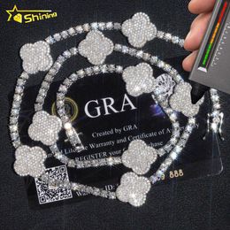 Nova chegada 2024 passagem diamante tester 925 prata esterlina vvs moissanite diamante trevo tênis corrente colar