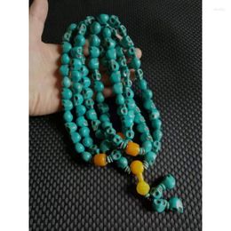 Pendant Necklaces Crafts Turquoise Skull 108 Pcs Buddha Beaded Necklace Handheld