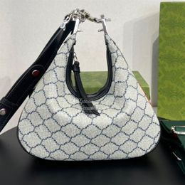 Attache Shoulder Bag Small Large Designer Leather Canvas G Hook Closure with Zip Handbag Hardware Crescent Moon Shape Women Crossb2860