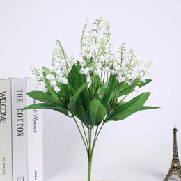 Decorative Flowers 36cm Artificial Lily Of The Valley Flower Wedding Decoration Bride 7 Fork Hanging Bell Wind Chimes