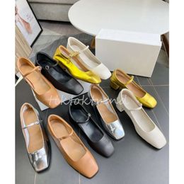 Aeyde designer Mary Jane Shoes Designer Dress Shoes Ballet Shoes Black Brown Leather square Flat Casual Shoes Women Fashion Comfortable Lazy Boat Shoes 35-40 with box