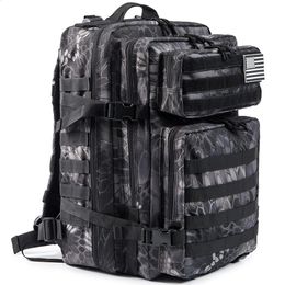 50L Camouflage Tactical Military Backpack Men Army Bags Assault Molle Daypack Hunting Trekking Rucksack Waterproof Bug Out Bag 240202