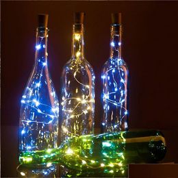 Led Strings 20Leds Light Cork Glass Wine Copper String Christmas Party Wedding Holiday Decoration Lights Drop Delivery Lighting Dhl3R