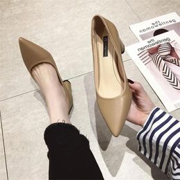 Dress Shoes Korean Version Pointed High Heels For Women's Autumn Season Shallow Mouth Thick Simple Elegant Work Fashion