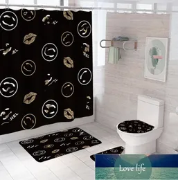 Quatily Home Shower Curtains Europe Style Double Letter Bath Curtains Fashion Printed Non Slip Mats Bathroom Accessories Wholesale