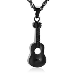 Cremation Jewelry Carved Guitar Urn Necklace for Ashes for Dad Cremation Pendant Ashes Holder Memorial Keepsake Urn Necklace for Women/Men