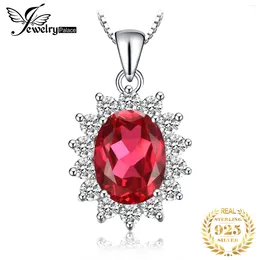 Pendants JewelryPalace 2.6ct Created Red Ruby 925 Sterling Silver Pendant Necklace For Woman Fashion Trendy Gemstone Jewelry No Chain