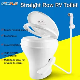 All Terrain Wheels SEAFLO RV Toilet Soft Close Seat And Cover Easiest In-Class Cleaning Camper One-Piece Inline Type PP Material