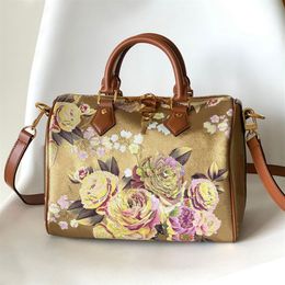 Beach Speed Tote Bag Crossbody Bags Handbag Gold Floral Pillow Purse Coated Canvas Leather Large Capacity Shoulder Purses Plain Fa238p