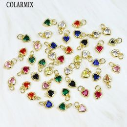 20 Pcs Tiny Zircon Heart Crystal Pendant charms Gold Colour Jewellery Charms Jewellery pendants for necklace making 60323 240127