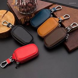 Keychains Car Key Case Leather Chain Keychain Holder Metal Hook And Keyring Zipper Bag Protective For Remote FobWholesale